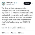 U.S. launches emergency hotline for Afghans facing deportation from Pakistan